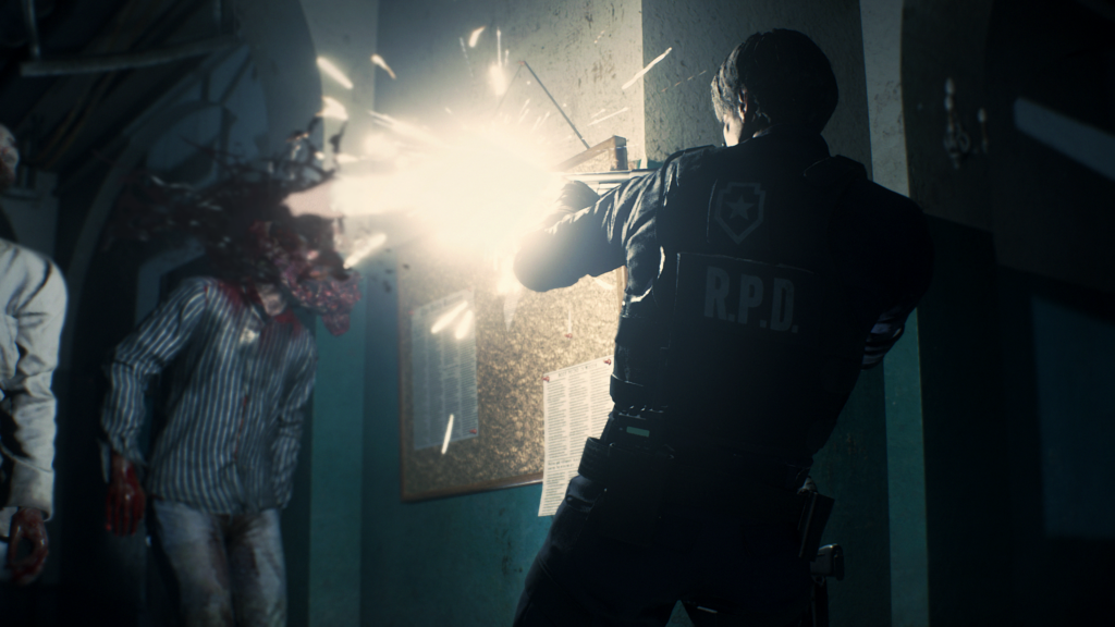 Resident Evil 2 gameplay shows a guy getting ripped in half