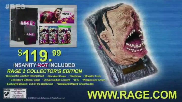 Rage 2 Collector’s Edition features a talking head with Andrew W.K.’s voice