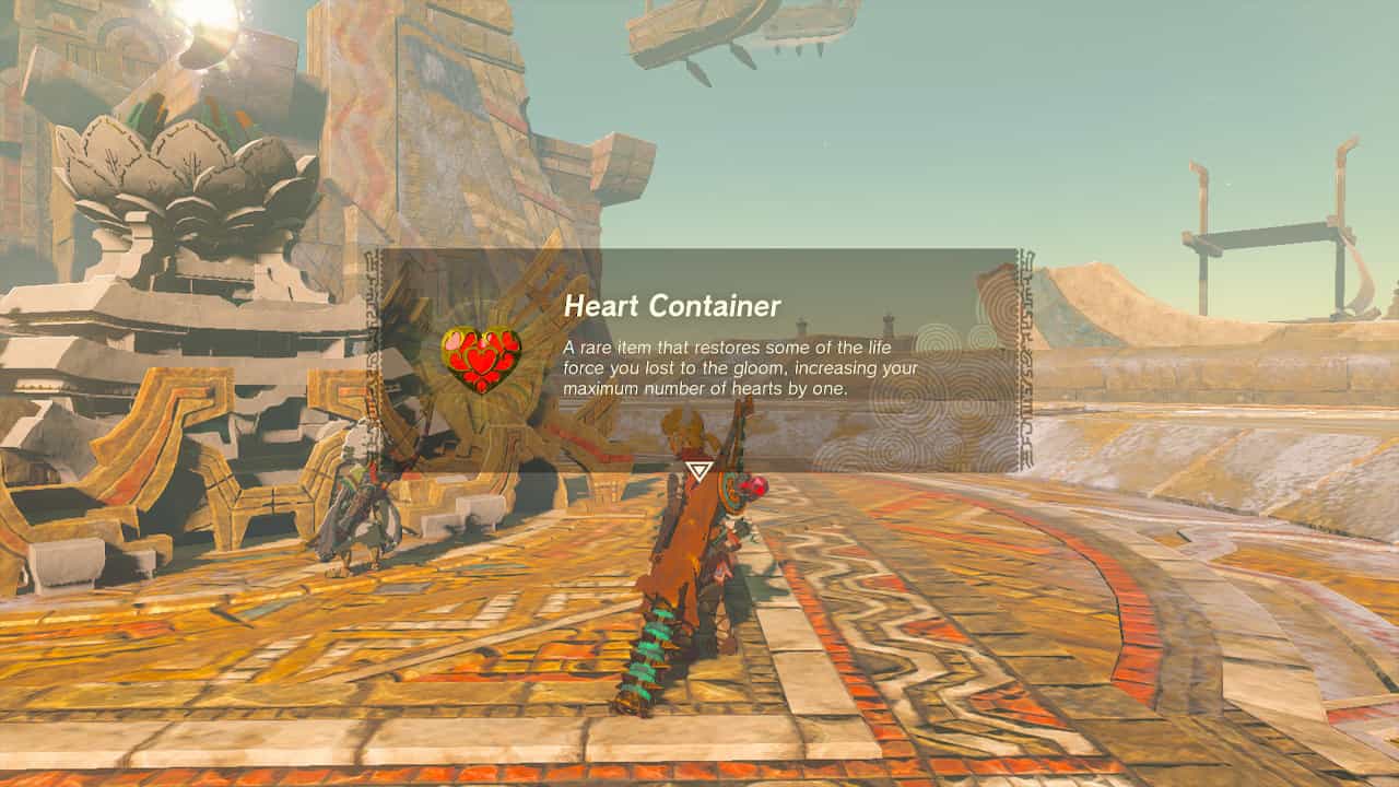 Tears of the Kingdom Colgera: Link receives a Heart Container.