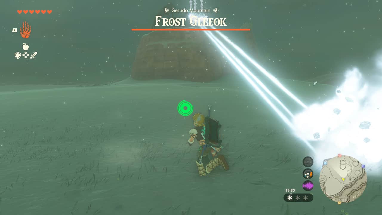 Tears of the Kingdom Frost Gleeok: Link running from a Frost Gleeok's ice laser.