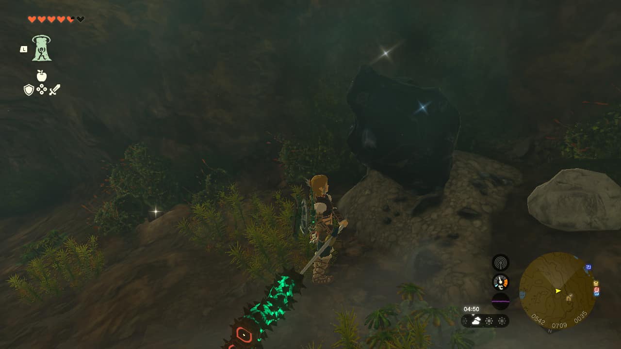 Tears of the Kingdom diamonds: Link standing next to an ore deposit.