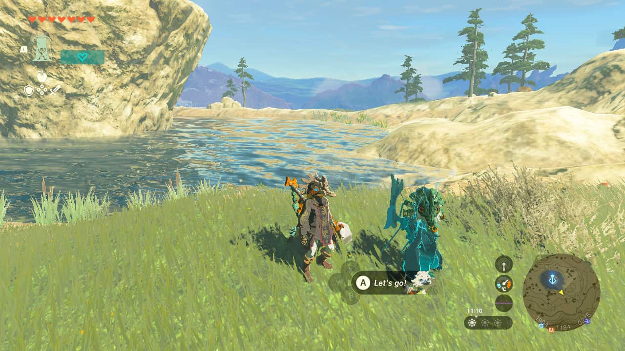Tears of the Kingdom easter eggs: Link and Tulin's spirit both wearing Vah Medoh masks.