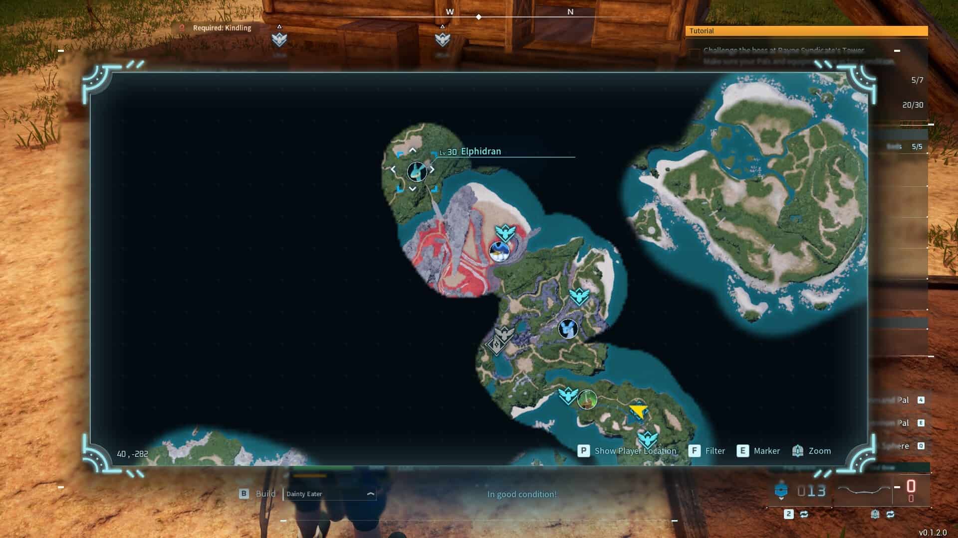 This map in Palworld shows the location of where you can find Wheat Seeds