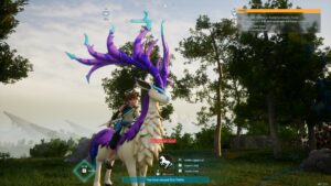 Palworld fastest mounts - our character mounts a deer Pal