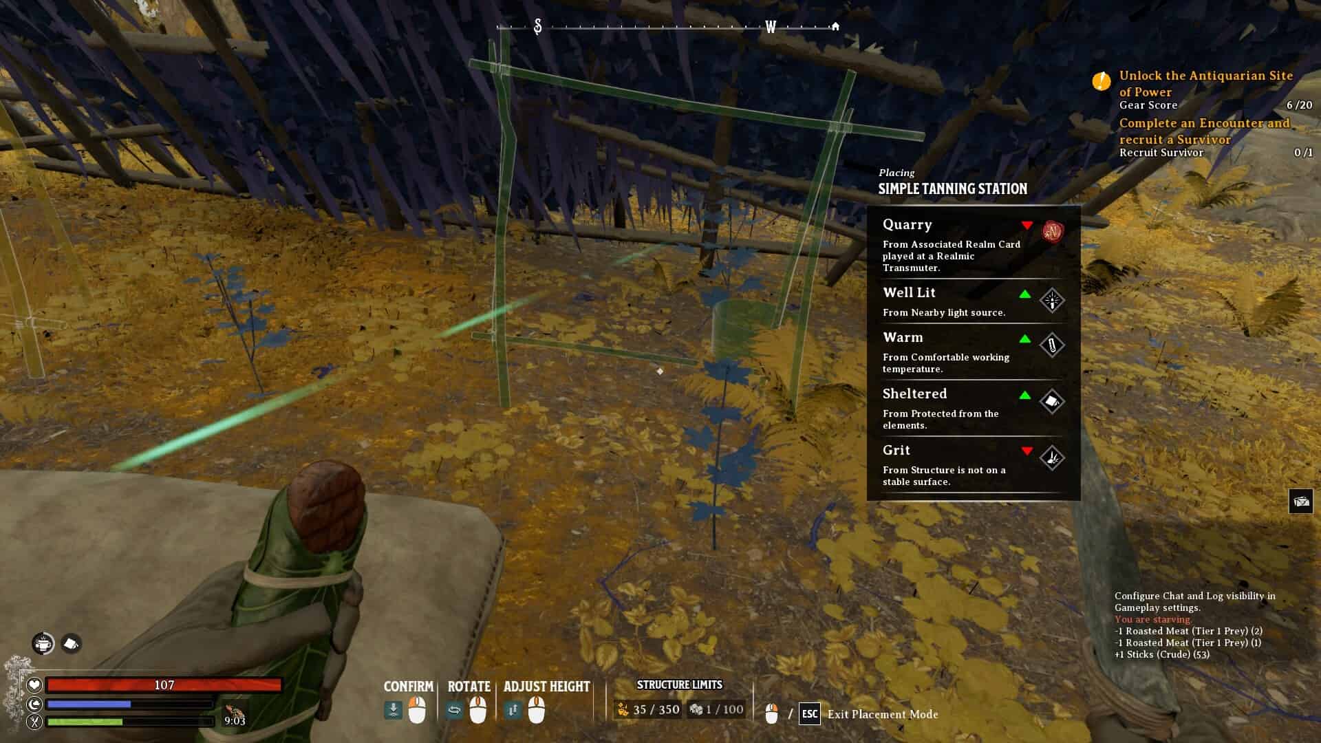 Screenshot of Nightingale showing how to deconstruct and move structures.
