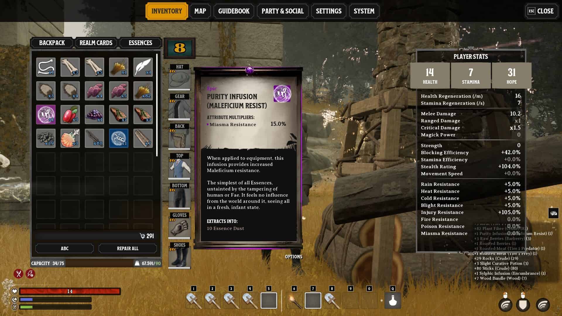 Nightingale - how to upgrade and infuse weapons - an Infusion