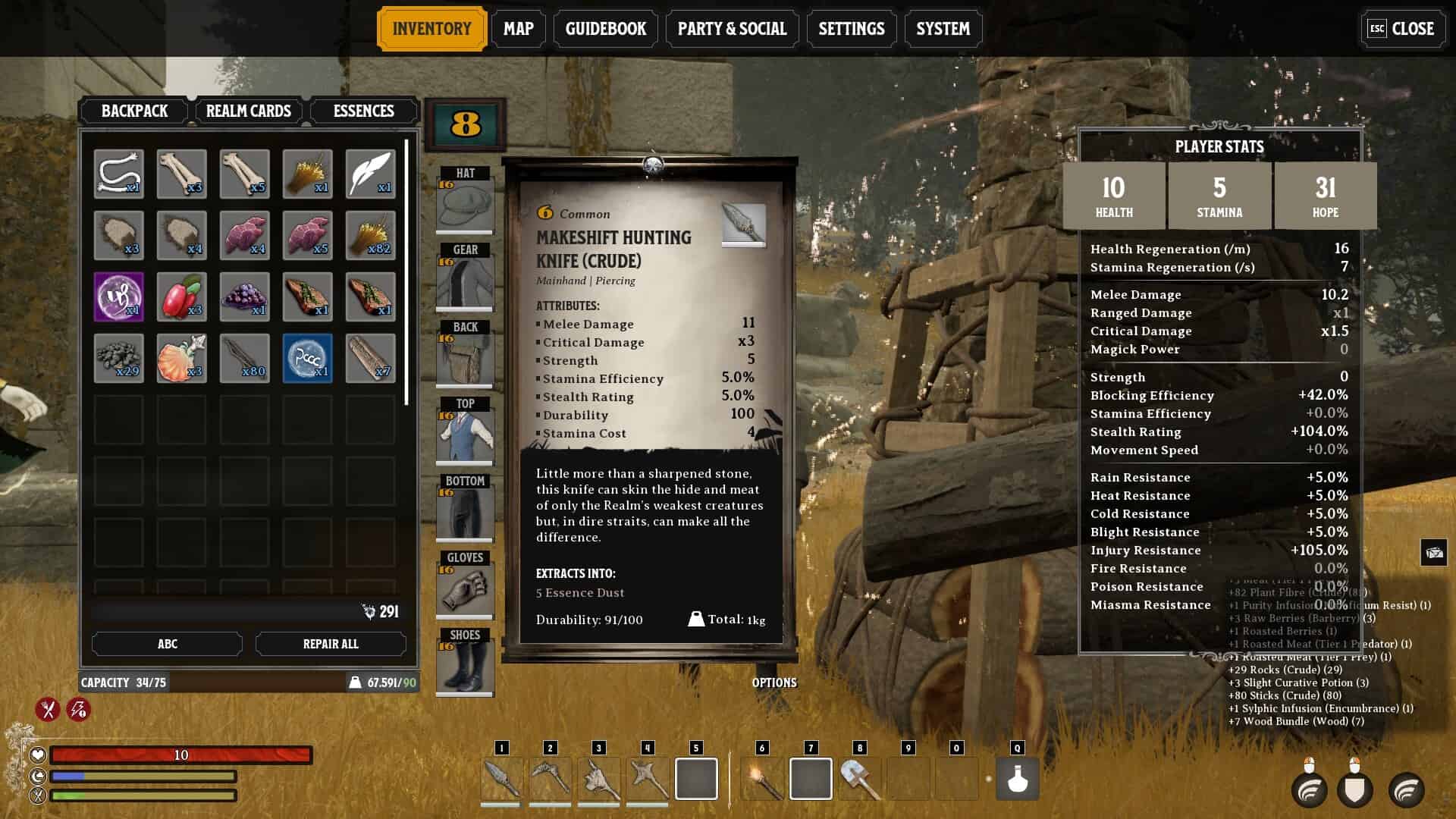 Nightingale - how to upgrade and infuse weapons - highlighting a weapon