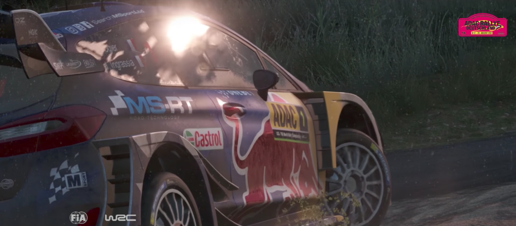 In the new World Rally Championship 7 trailer a Ford Fiesta RS drifts around the world