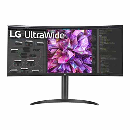 The LG UltraWide QHD 34-Inch Curved Computer Monitor is shown on a white background.