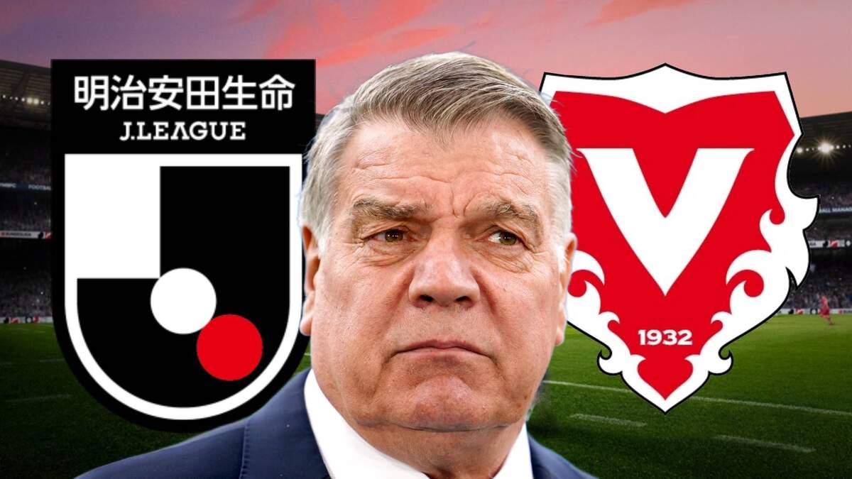 5 save ideas to do until FM25: Sam Allardyce inbetween the logos of the J.League and FC Vaduz