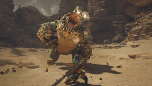 monster hunter wilds release window date - a hunter readies a weapon at a large monster