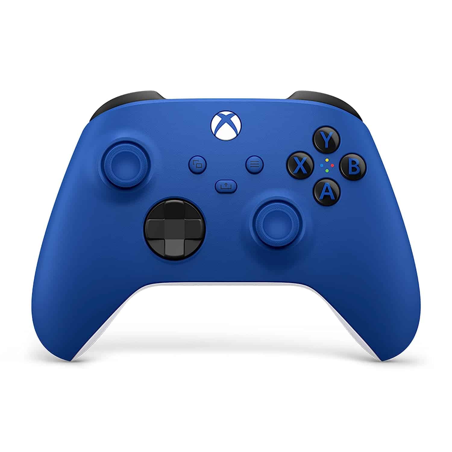 A blue Xbox controller on a white background, Auto Draft.