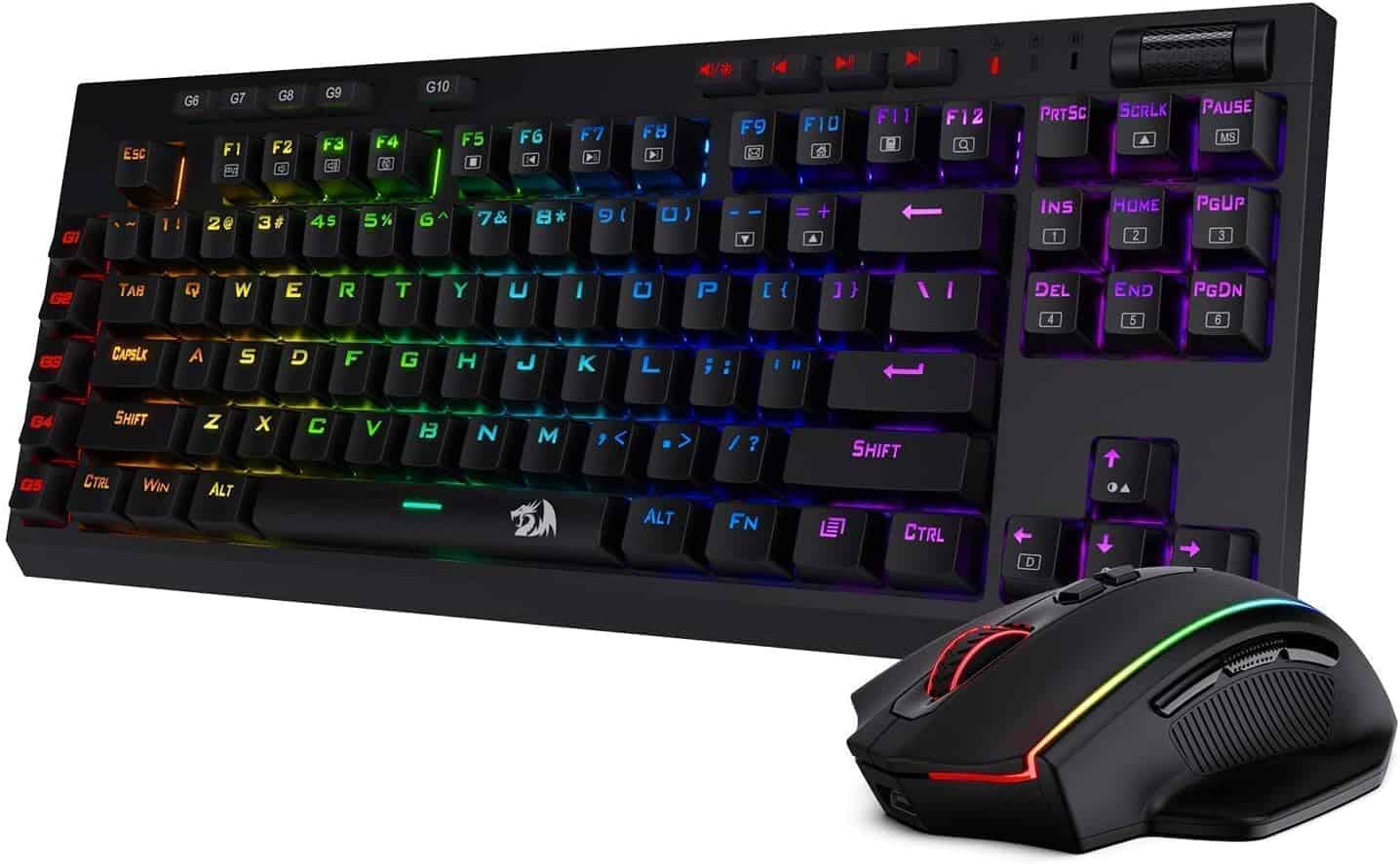 A Redragon wireless keyboard and mouse bundled together.