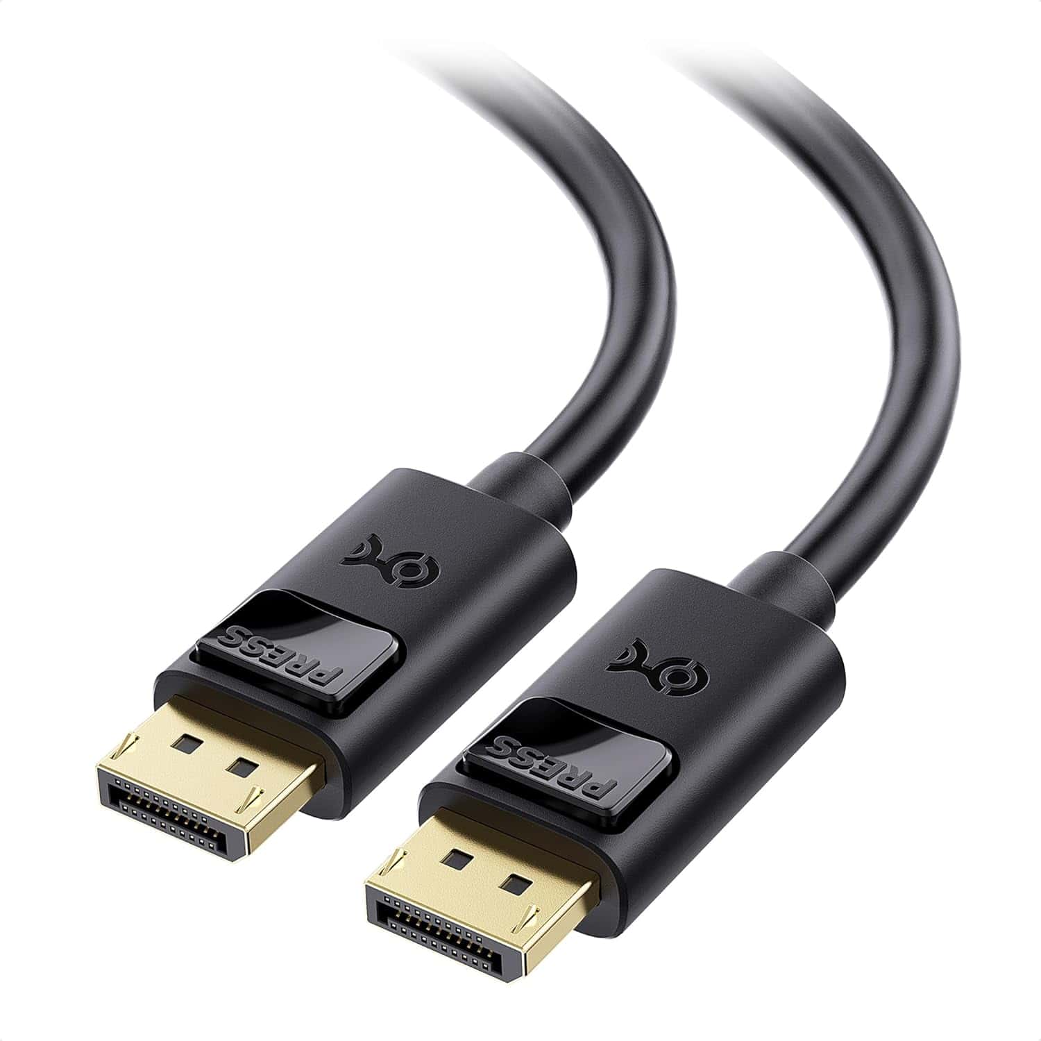 Cable Matters [VESA Certified] 6 ft 32.4Gbps DisplayPort Cable 1.4 with two male connectors.