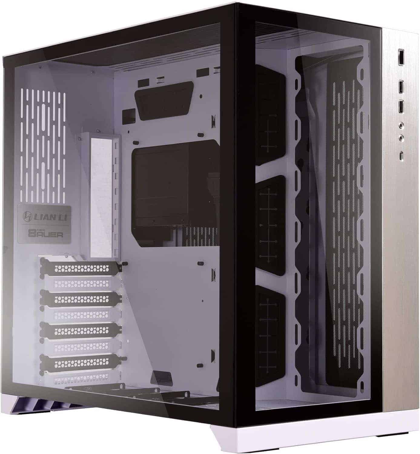 Empty desktop computer case with transparent side panel, saved as Auto Draft.