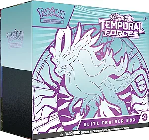A pokémon tcg elite trainer box for the "Scarlet & Violet: Temporal Forces" Auto Draft set.