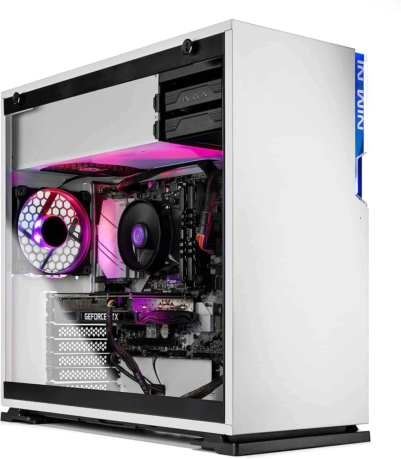 Skytech Shiva Gaming PC Desktop with purple lights.