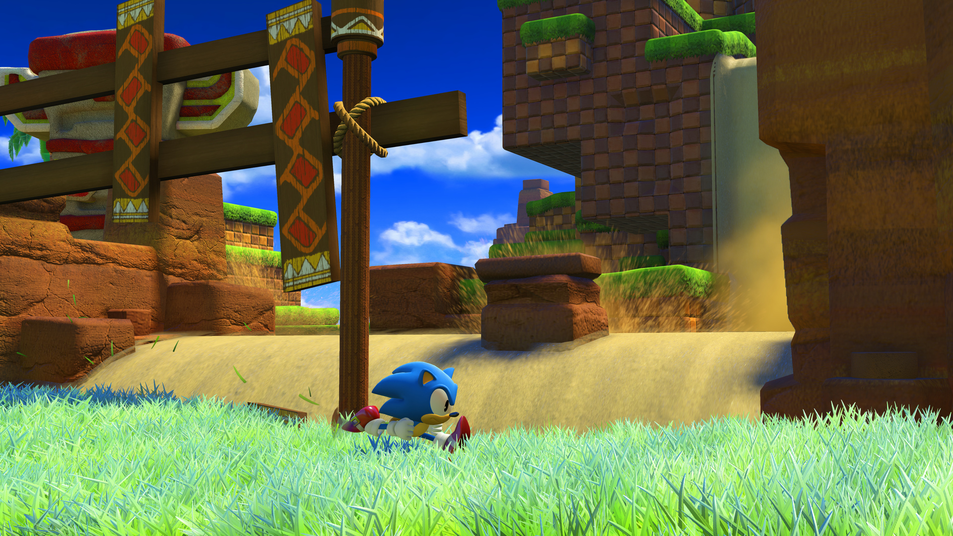Sonic Forces 2D gameplay shown off with classic Green Hill Zone stage
