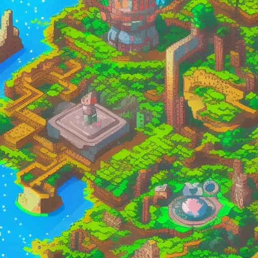 An AI generated image of a 2D game world.