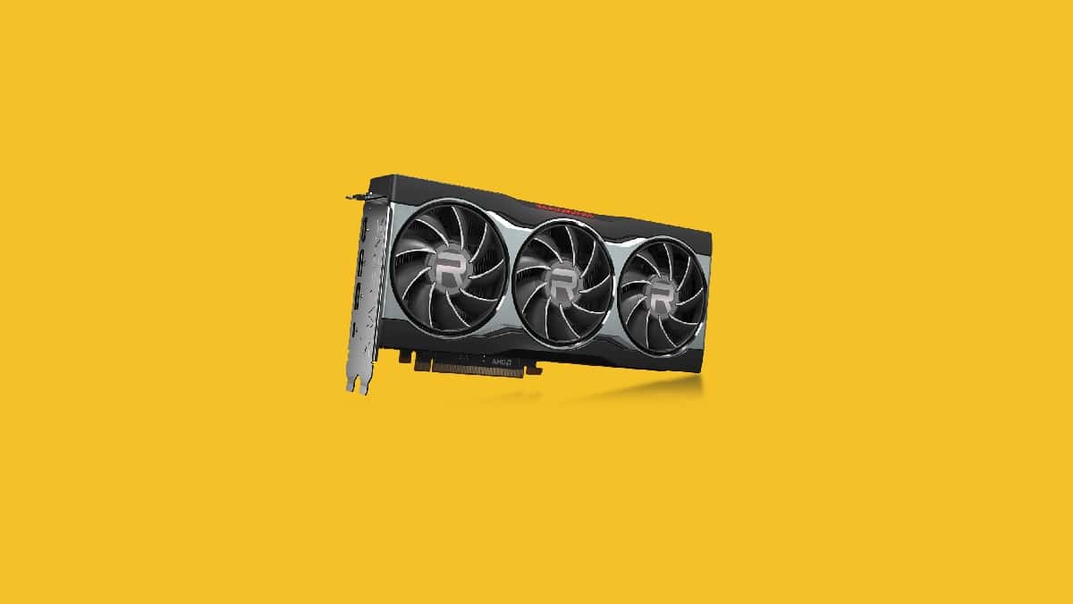 RX 7800 XT graphics card on a yellow background