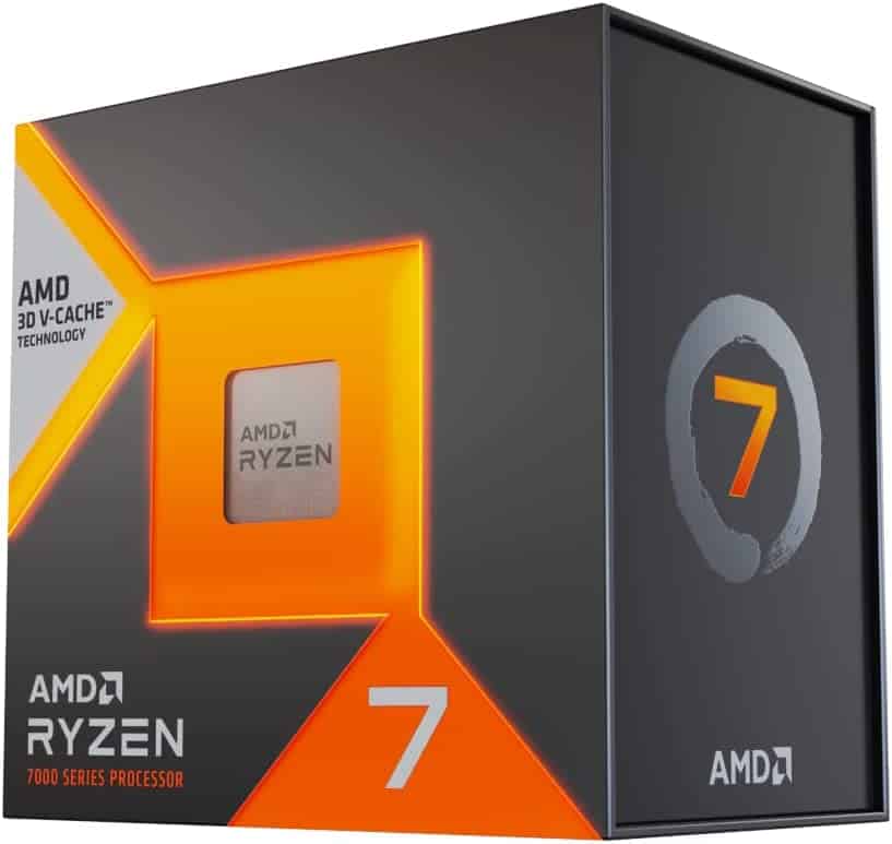 Amd ryzen 7 processor box featuring the AMD Ryzen 7 7800X3D.