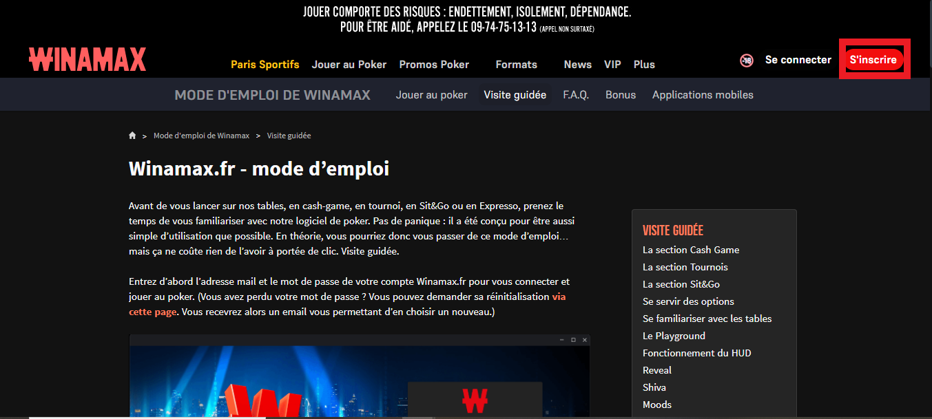page d'accueil Winamax