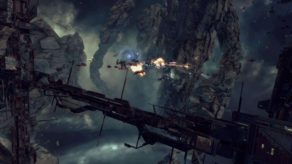 Ships engaged in a distance in Ancient Space