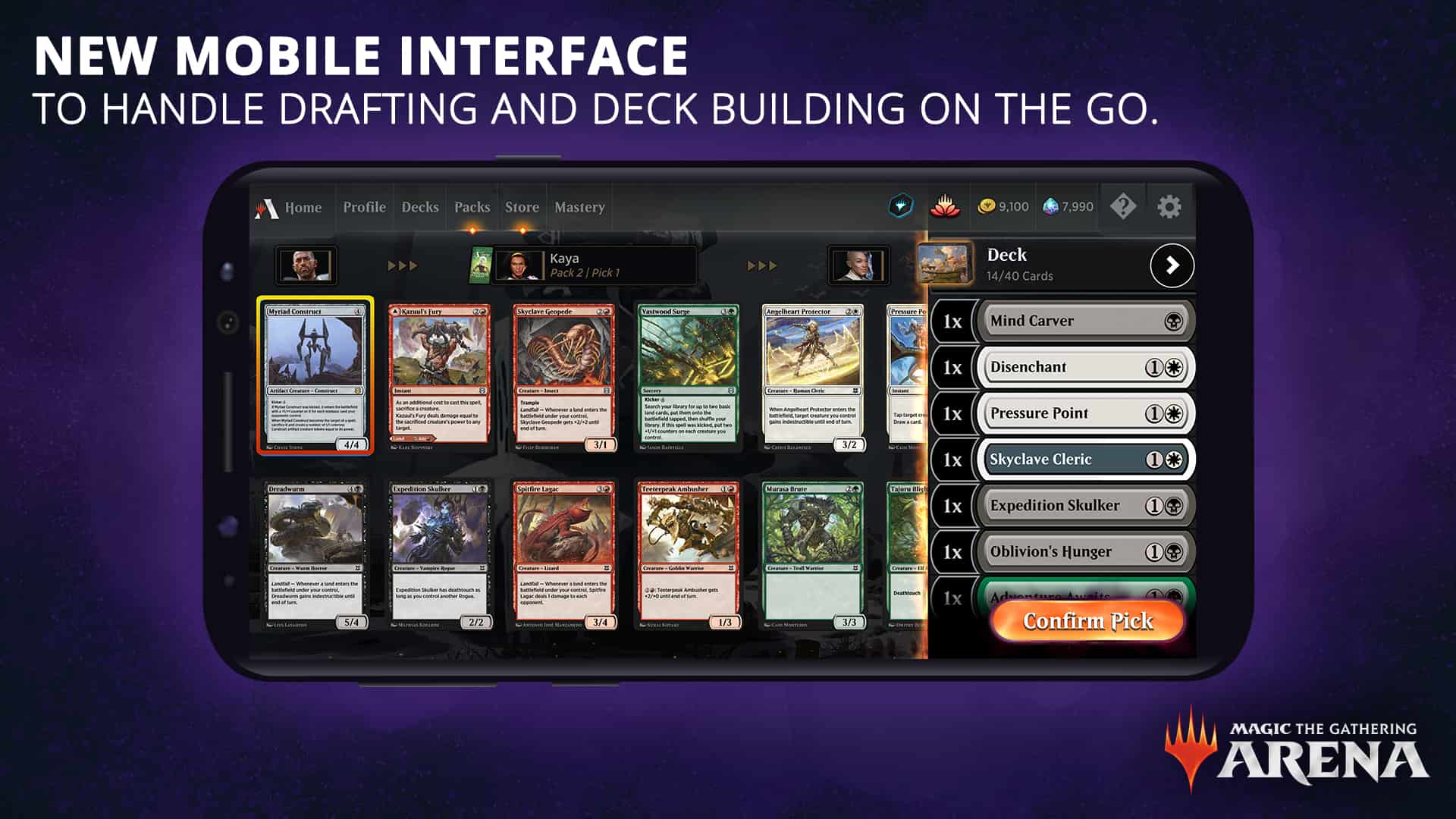 A screenshot showcasing the new mobile interface for playing MTG Arena on-the-go.