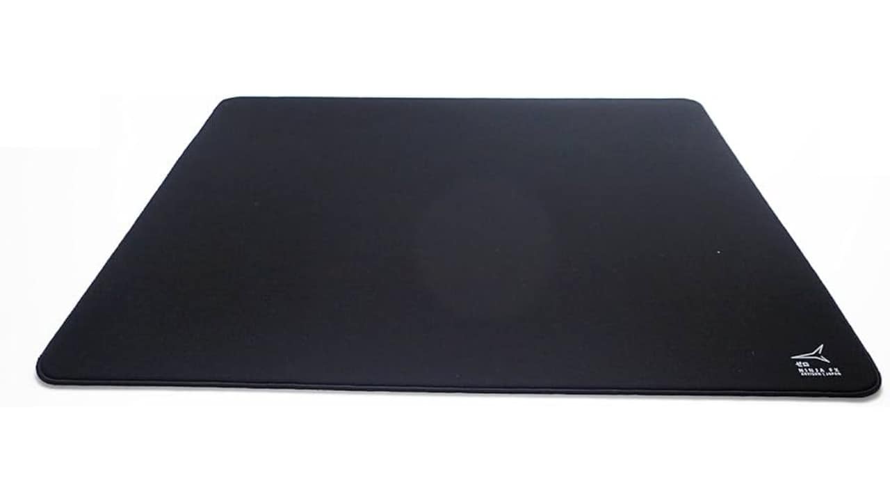 Black rectangular Valorant mouse pad on a white background.