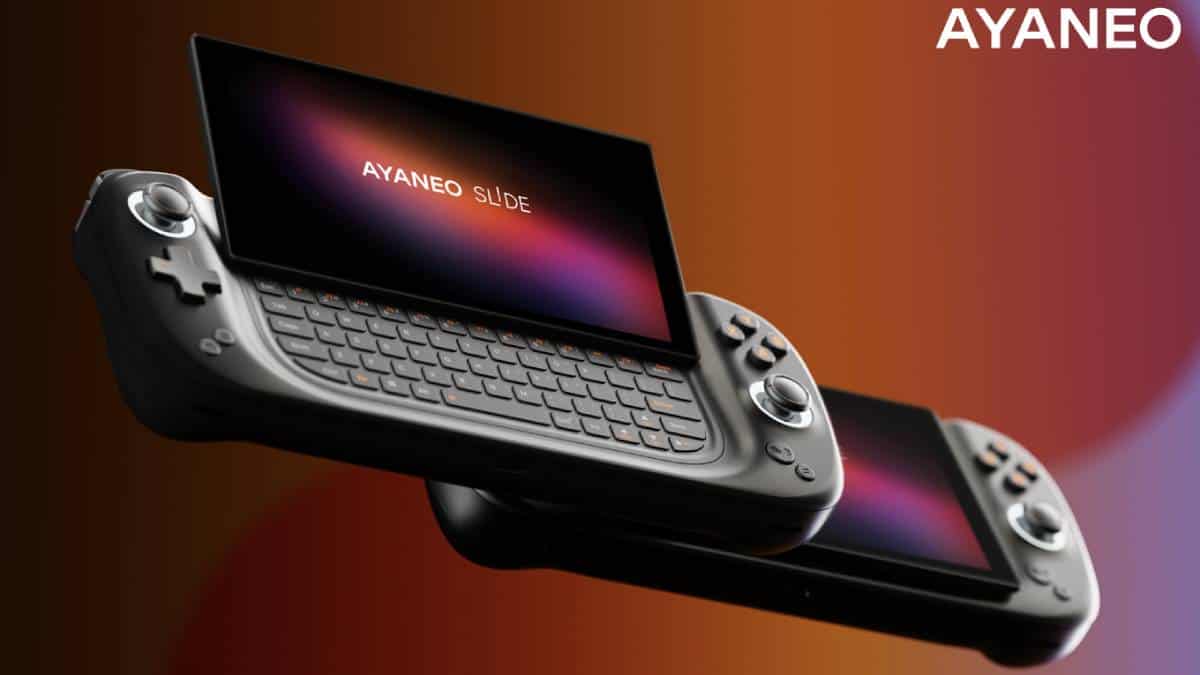 AyaNeo Slide gaming handheld announced with a full keyboard and floating IPS screen
