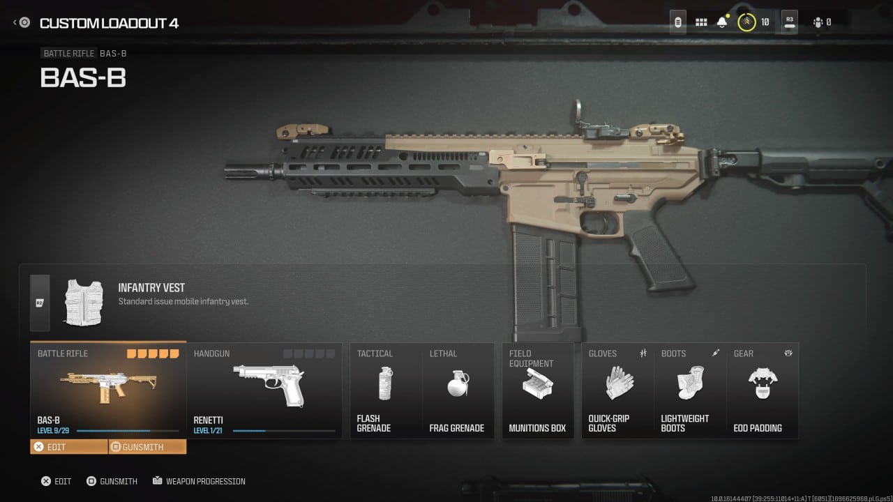 An image of the best BAS-B loadout in the game. Image captured by VideoGamer.