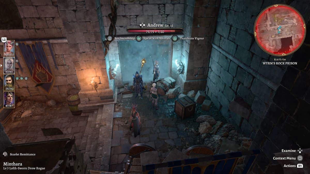 A screenshot of a room in a video game featuring Ansur the Dragon.