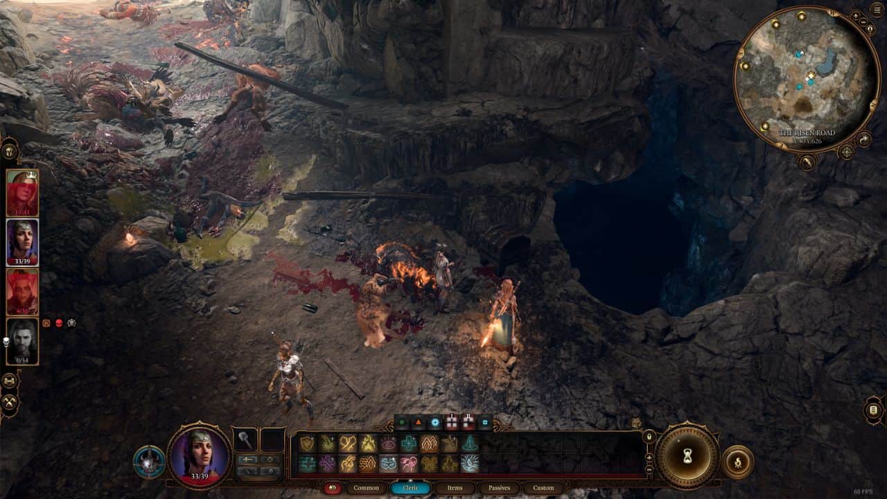 A cave in Baldur's Gate 3 that houses the Strongbox with the Iron Flask. Image captured by VideoGamer.