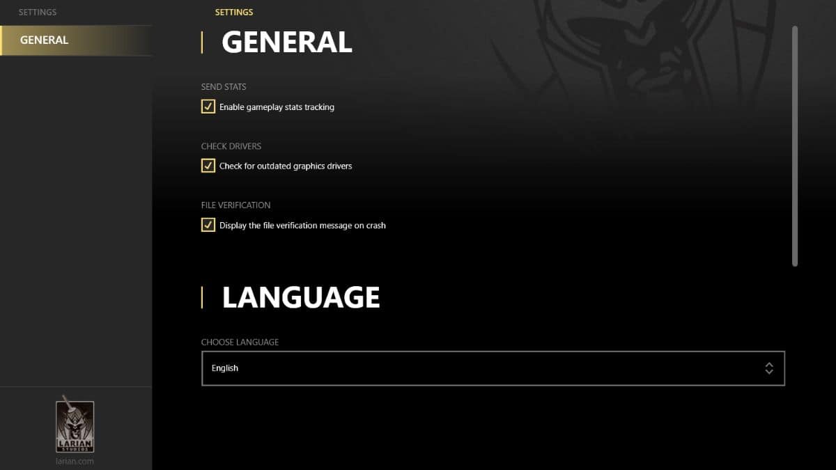 A screenshot of the language menu in the game's blank launcher.