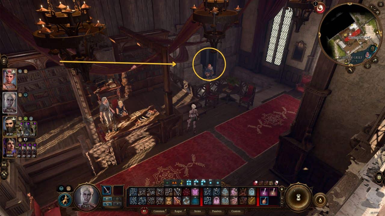 Baldur's Gate 3 how to beat Viconia: Minthara standing in the House of Grief Parlor
