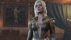 Baldur's Gate 3 how to beat Viconia: Close up shot of Viconia in the House of Grief