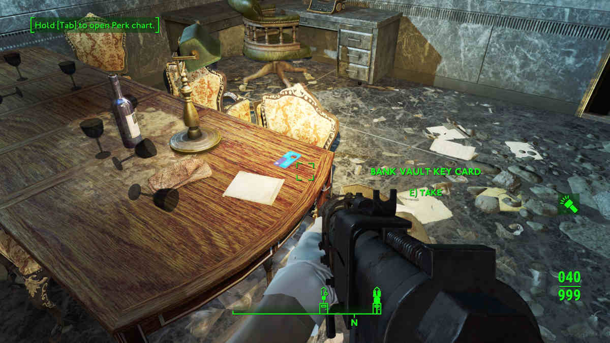 Bank Vault Keycard Fallout London: Picture of a keycard on a desk. 