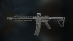 A black Modern Warfare 2 FTAC rifle on a dark background.