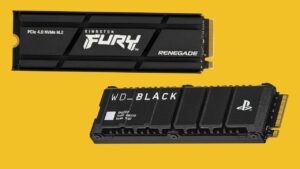Kingston Fury Renegade and WD Black SN850P on yellow background