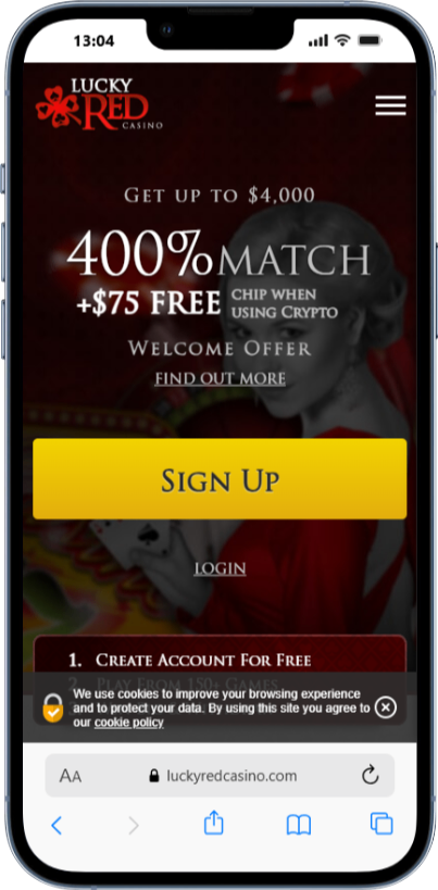 blackjack sites lucky red home screen