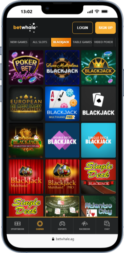 best blackjack sites betwhale range of games