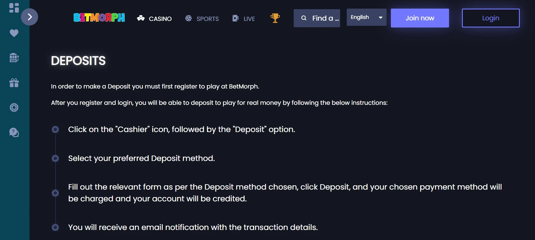 Betmorph deposits page. Best poker sites up. 