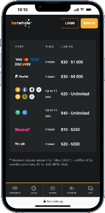 BetWhale Banking Page