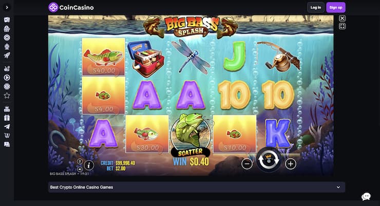 An image showing playing Big Bass Splash at CoinCasino.