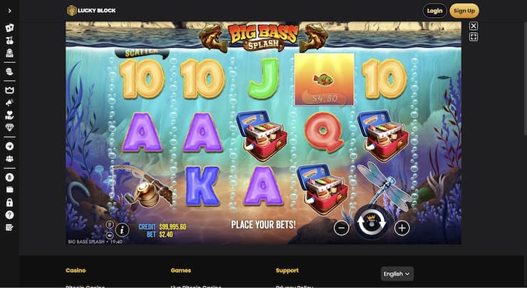 An image showing playing Big Bass Splash at Lucky Block.