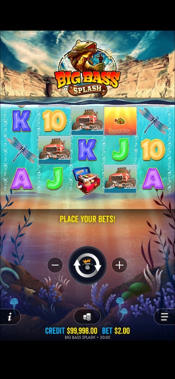 A snapshot of Big Bass Splash played on a mobile device.