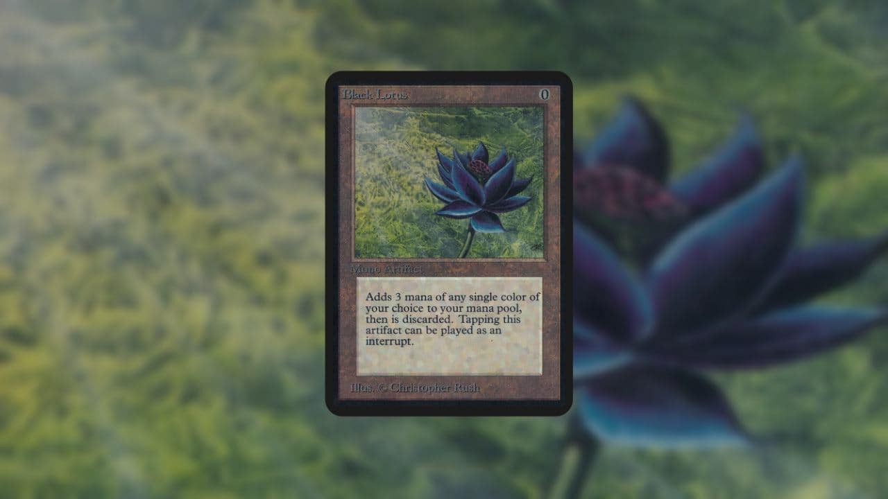MTG expensive cards - An image of the Black Lotus card in MTG. Image captured by VideoGamer.