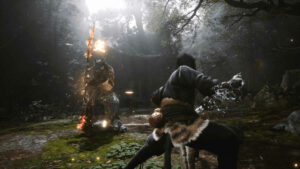 Picture of Wukong fighting a boss.