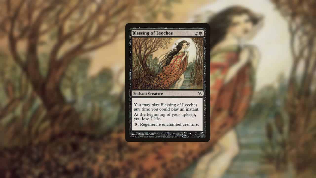 A Blessing of Leeches card in MTG. Image captured by VideoGamer.