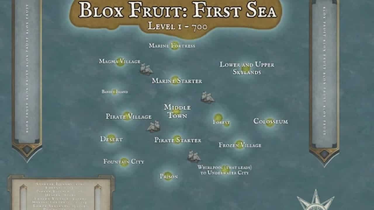 Blox Fruits map: First Sea map